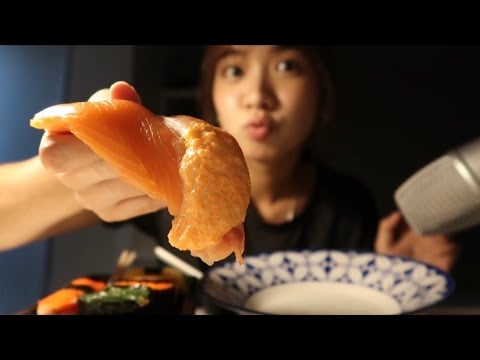 ASNR Eating Sound  Shushi & Salmon กินแซลมอนกับซูชิกันนน😋🍣