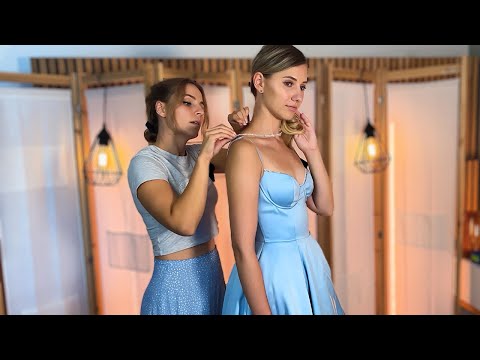 ASMR Styling of CINDERELLA Dress Clothes ADJUSTMENTS, Measuring and Hair Styling | real person asmr