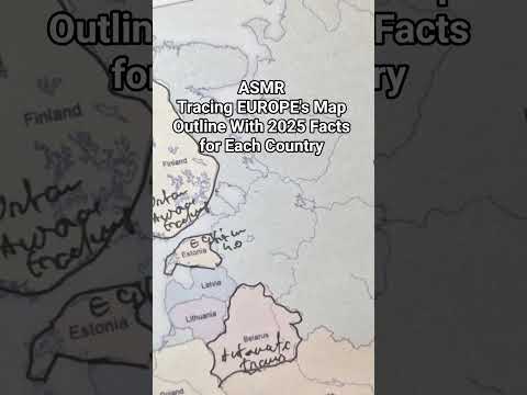 ASMR: Tracing EUROPE's Map Outline With 2025 Facts for every Nation  #asmrfacts #asmrtracing