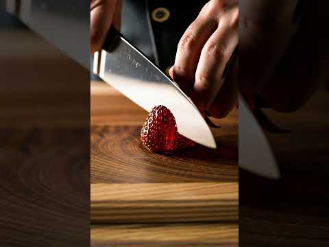 Flawless Crystal Strawberry ASMR Slice 🍓 8K Ultra Macro #asmr #satisfyingsounds