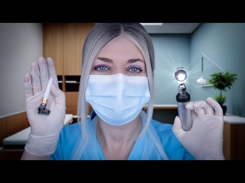 ASMR Ear Exam & Ear Cleaning - Object Removal - Otoscope, Ear Drops, Picking, Latex Gloves, Typing