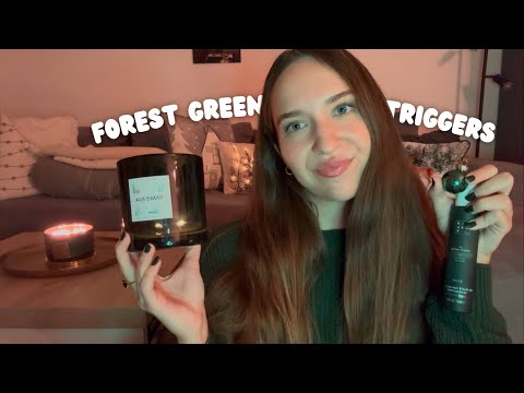 ASMR Forest Green Triggers 🎄 | no talking (Tapping, Scratching, Fabric Sounds, Glass Sounds)