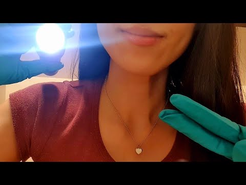 ASMR Cranial Nerve Exam With Latex Gloves 😌 hand movement, follow the light,ear eye cleaning checkup