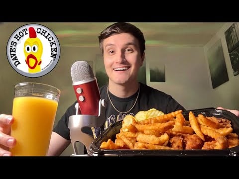ASMR | Trying Dave’s Hot Chicken Tenders & Fries Mukbang 🍗🍟