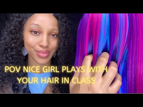 ASMR POV NICE GIRL PLAYS WITH YOUR HAIR IN CLASS  #asmr
