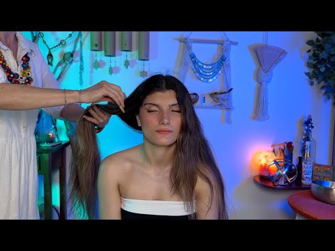 ASMR Persona Reale MASSAGGIO Collo Spalle | Brushing Hair | PULIZIA ENERGETICA e REIKI