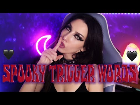 ASMR 🎃SPOOKY TRIGGER WORDS + CRACKLING FIRE SOUNDS🎃