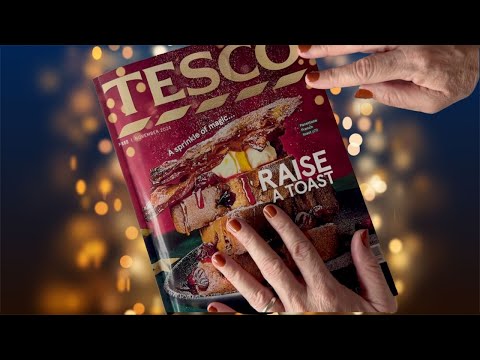 ASMR whispers, page turning sounds. Tesco Christmas Magazine 2024