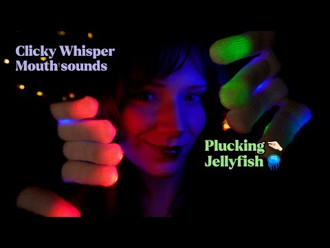 ASMR Light gloves🌈Clicky Mouth sounds & Whisper, Plucking,Jellyfish