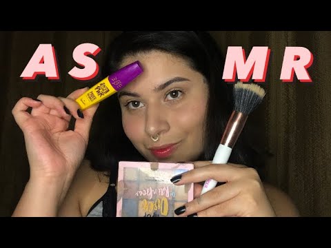 ASMR | ME MAQUIANDO 💄💋 | SONS DE MAQUIAGEM COM VOZ SUAVE 😴🍃