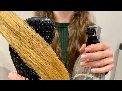 ASMR Brushing your hair | REAL HAIR | spray sounds | hair brushing | hair dryer | lo-fi