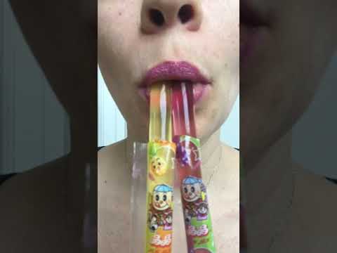 ASMR Jelly Tube x2 DeLuX slurping Mukbang double trouble jelly fruit #shorts