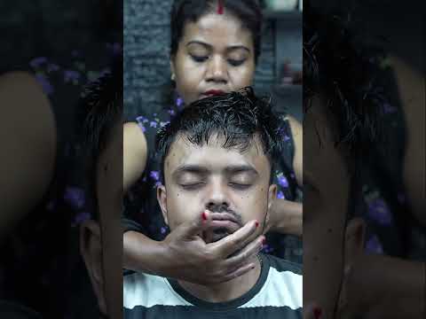ASMR Brain Melt: Lady Barber Oily Scalp Treatment & Intense Forehead Stretching Massage #shorts