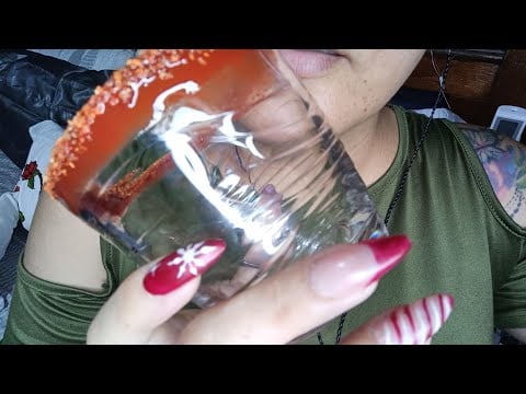 ASMR Comiendo chamoy con rajin en vaso de cristal 