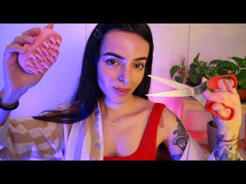 ASMR Scalp Massage, Inspection, Wash & Trim at Nymfy's Salon ✂️ (Whispered)