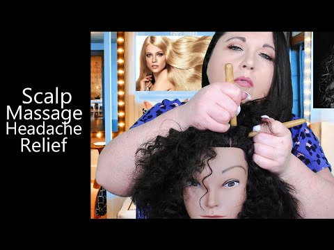 ASMR Relaxing Scalp Massage For Headache Relief (Tools, Scalp Scratching, Hair Play, Whispering)