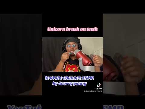 unicorn brush on teeth #mukbang #asmr #tinglysounds