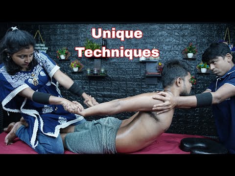 Unbelievable Massage Techniques By Indian Barber | 4Hands Full Body Massage | Body Pain Relief ASMR