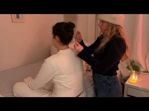 Lofi bedroom ASMR on my little sista (with lots of satisfying fabric sounds) 