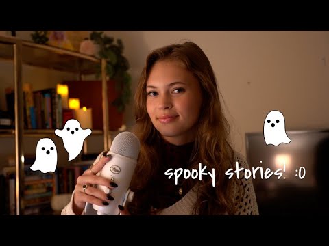 ASMR | Reading *Mildly* Spooky Stories (drinking sounds, candle light, ambient background noise)