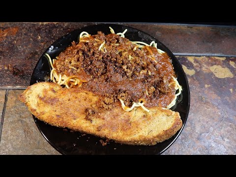 Home Made Spaghetti w/ Walnut Meat & Garlic Bread ASMR Eating Sounds