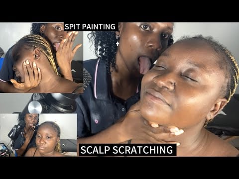 ASMR EAR CLEANING SPIT PAINTING, SCALP SCRATCHING EAR EATING WITH GUM CHEWING FOR SLEEP