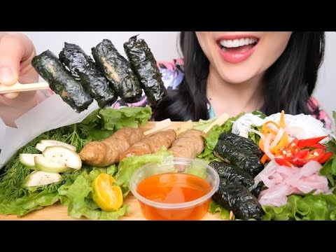 VIETNAMESE PORK SALAD WRAP (ASMR EATING SOUNDS) NO TALKING | SAS-ASMR