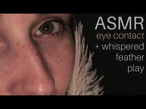 Tingly Visual Feather Play/  Eye contact/ UP CLOSE ASMR Whispering