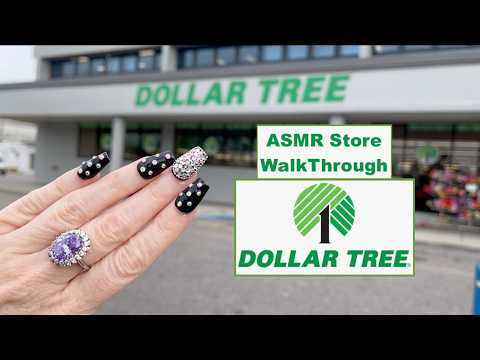 ASMR Hour Long Gum Chewing Dollar Tree Walk Through With Background Sounds & Whispering