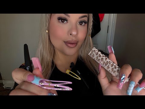 ASMR Styling Your Hair Before We Leave – Face-Framing Layers & Pinning Clips 💇‍♀️✨RP