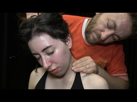 SHE GAVE IN TO PURE RELAXATION & CRACKS + ASMR Chest,Belly,Foot,Leg,Hip,Armpit,Face & Body Massage