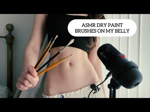 ASMR Using Dry Paint Brushes on my Belly & Bellybutton (visuals, tracing, brushing etc.) 
