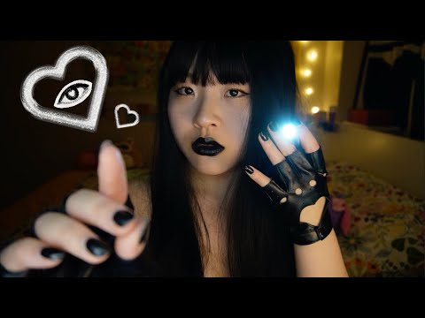 ASMR Goth Classmate Examines & Cleans Your Eyes 🦇 Unusual Visual Triggers , Light, Mouth Sounds