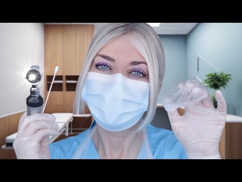 ASMR Ear Exam & Deep Ear Cleaning - Otoscope, Fizzy Drops, Crinkly Ear Covers, Air Puffs, Gloves