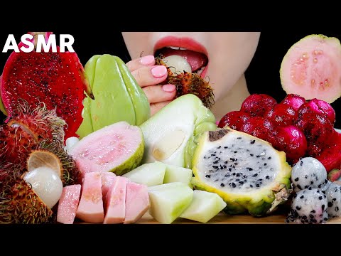 ASMR Exotic Fruits Eating Sounds | 열대과일 먹방 | 용과, 구아바, 차요테, 람부탄 | MINEE EATS