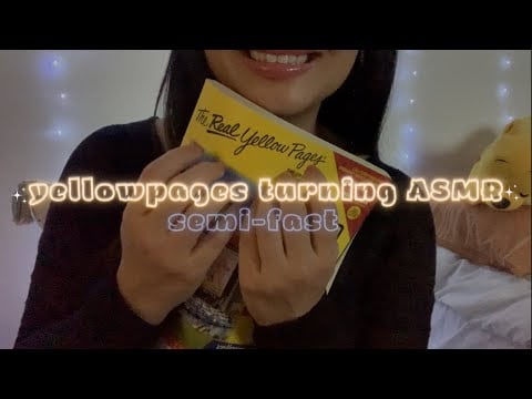 fast page turning asmr (medium speed) | yellow pages thin paper sounds | finger licks (no talking)