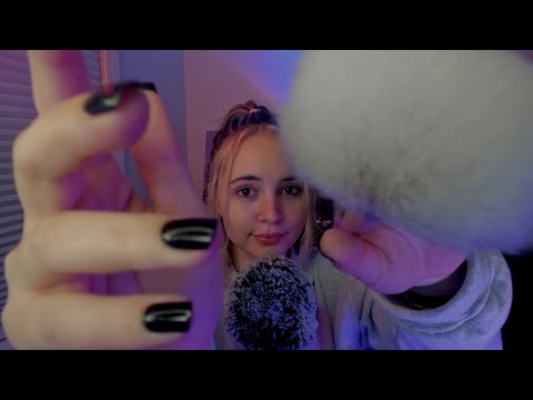 ASMR Fluffy Mic, Relaxation Affirmations, Face Brushing & Hand Visuals