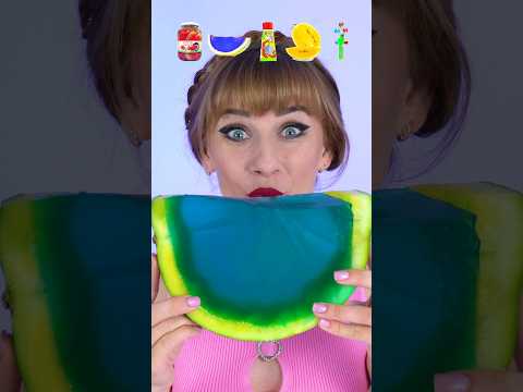 ASMR Watermelon Emoji Pickled, Jelly, Yellow Mukbang #shorts