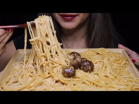 ASMR EXTREMELY CREAMY SPAGHETTI ROSA MEATBALLS PASTA MUKBANG CREMA ASMR #asmr #mukbang #spaghetti