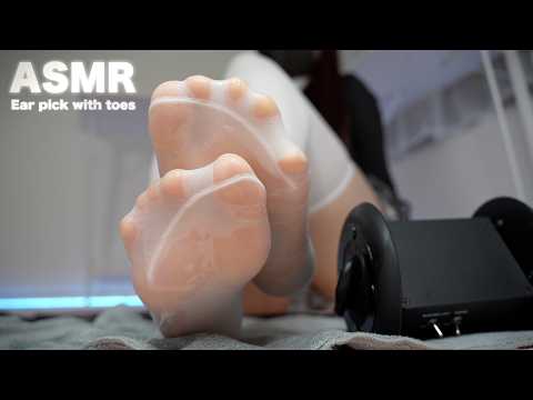 【4K/ASMR】気づいたら寝てる…🤭♥️白い潤滑ゼリー＆白ニーハイで足指お耳スクラッチ🧦【睡眠導入/Foot sole/Scratching/No Talking/sleep/Relaxation】