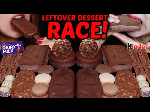 ASMR LEFTOVER DESSERT RACE! CADBURY FLAKE, CHOCO CAKE ICE CREAM SANDWICH, FERRERO, KINDER HIPPO 먹방