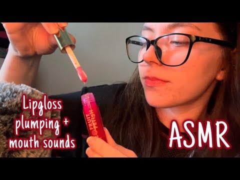 ASMR Lipgloss plumping with mouth sounds 