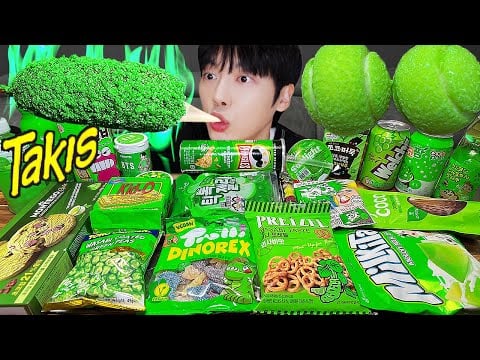 ASMR MUKBANG | 편의점 그린 디저트 아이스크림 먹방 와사비 멜론맛 & PINK DESSERT HONEY JELLY CANDY
