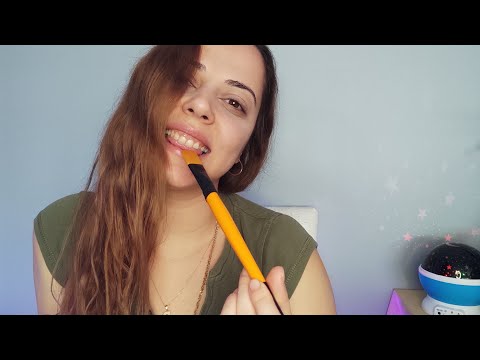 Asmr Türkce | Fırçalı Spit Painting | Ben yüzünü boyarken sen uyuyacaksııınn ( Yoğun ağız sesleri )