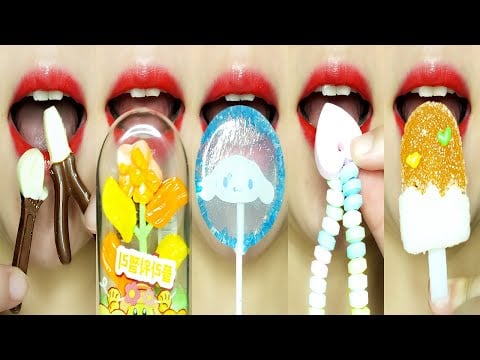 ASMR SWEETS DESSERTS EMOJI MUKBANG  Crunchy & Chewy Eating Sounds