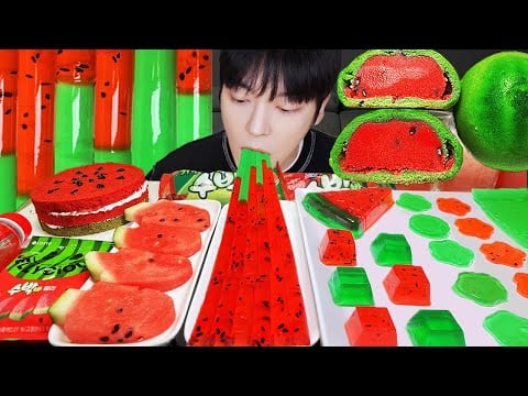 ASMR MUKBANG | 수박 디저트 아이스크림 탕후루 딸기 수박젤리 먹방 & 레시피 DESSERT ICE CREAM WATERMELON TANGHULU