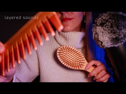 ASMR Gentle Hair Brushing 💆‍♀️ Layered Sounds for Deep Sleep, Relaxation & De-Stress