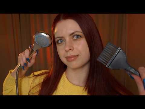 [ASMR] ❤️ Let Me Dye Your Hair Red | Brushing, Layered Sounds, Barbershop