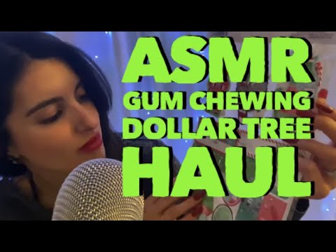 💵 ASMR Gum Chewing Dollar Tree Haul (Whispered Binaural) 💵