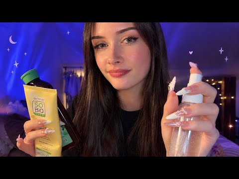 ASMR 🫧 petits soins et triggers pour dormir   avec les produits de la salle de bain ✨